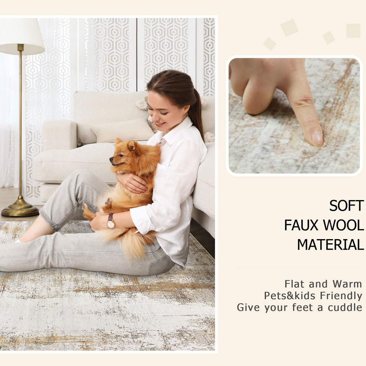 famibay low-pile faux-wool rug offers soft underfoot comfort