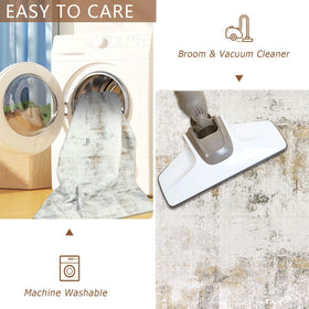 famibay non-slip rubber-backed area rug for safer setup