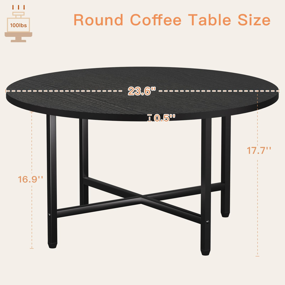 FAMIDGE round coffee table easy assembly with included tools.