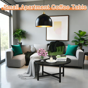 FAMIDGE round coffee table highlighting sturdy metal legs for modern decor.