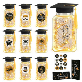 FAMNONE graduation centerpiece jar with LED lights creates a warm, glowing table centerpiece.