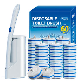 FAMYLI disposable toilet brush with 60 heads for quick replacement.