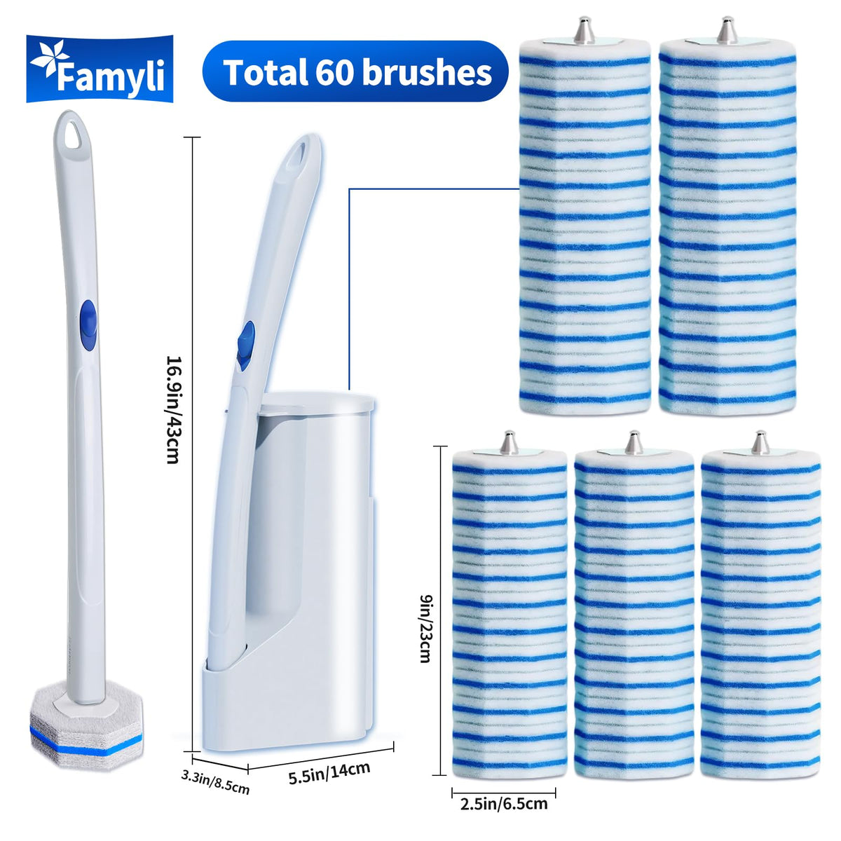 FAMYLI storage case keeps replacement heads organized and ready.