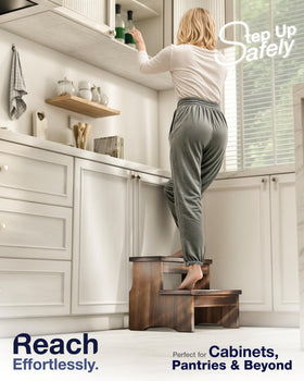 FANATU wooden two step stool disconnect and reassemble design for easy relocation