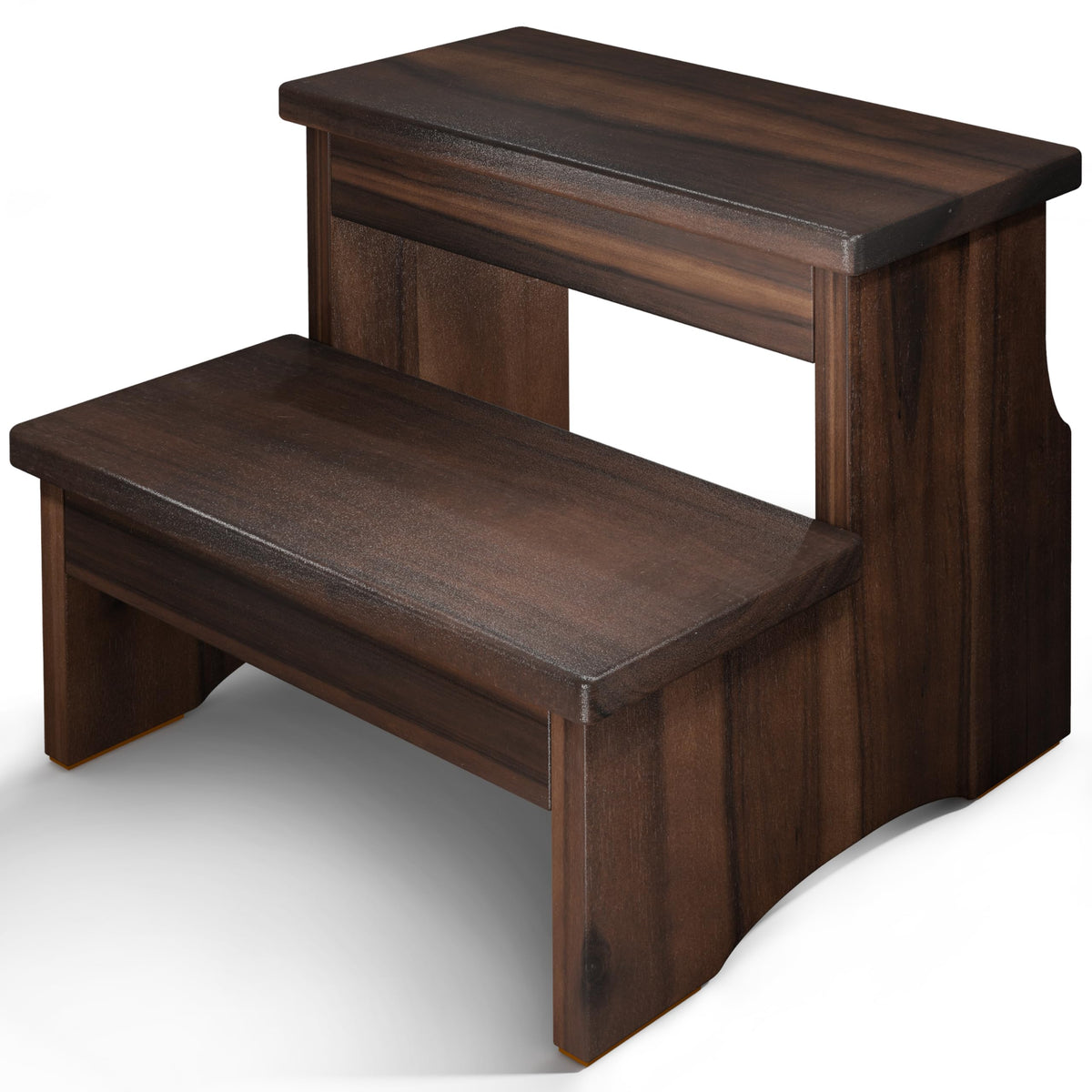 FANATU wooden two step stool with walnut finish offers sturdy reach for daily tasks