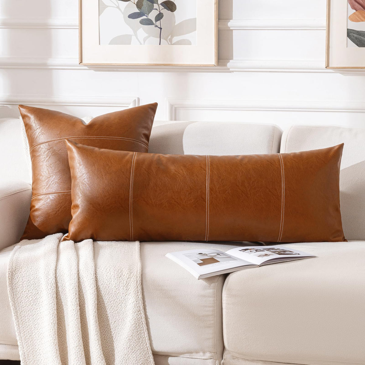 Fancy Homi decorative pillow cover on bed setting adds rustic charm