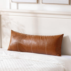 Fancy Homi brown boho lumbar pillow cover front view enhances sofa style