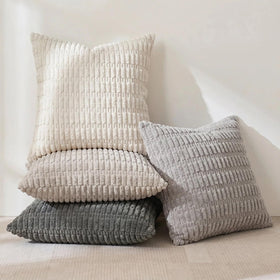 Fancy Homi soft fabric grey pillow cover offers cozy texture.