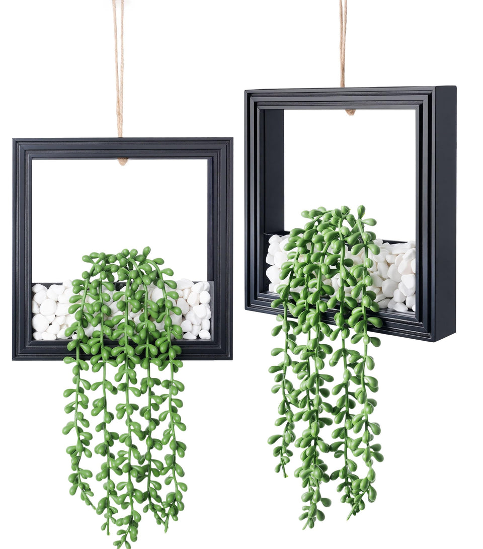 FancyPlus 2-pack hanging fake plants with LED frames for year-round greenery.