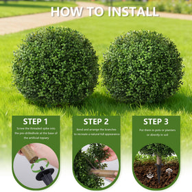 FancyPlus artificial boxwood topiary ball green cedar adds soft natural texture.