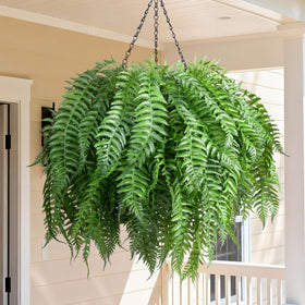 FancyPlus artificial hanging plants outdoor fern for durable, low-maintenance patio decor