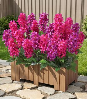 FancyPlus artificial hyacinth trio in natural white tones for enduring porch color