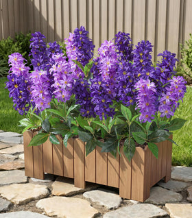 FancyPlus artificial hyacinth outdoors with three lifelike stems for patio decor.