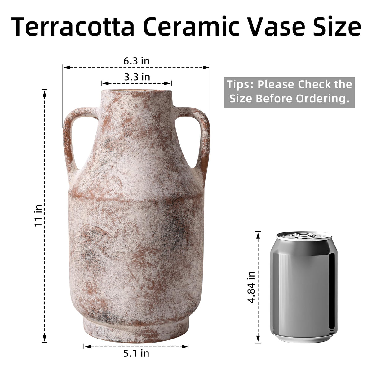 FancyPlus 11-inch tall ceramic vase silhouettes tall arrangements.