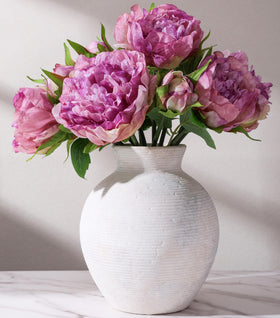 FancyPlus ceramic vase in farmhouse white, 7.4-inch height, ideal for fresh blooms