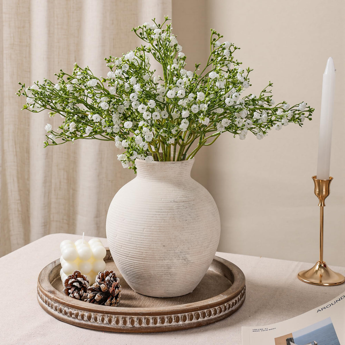 FancyPlus ceramic vase with non-slip base protects surfaces during placement