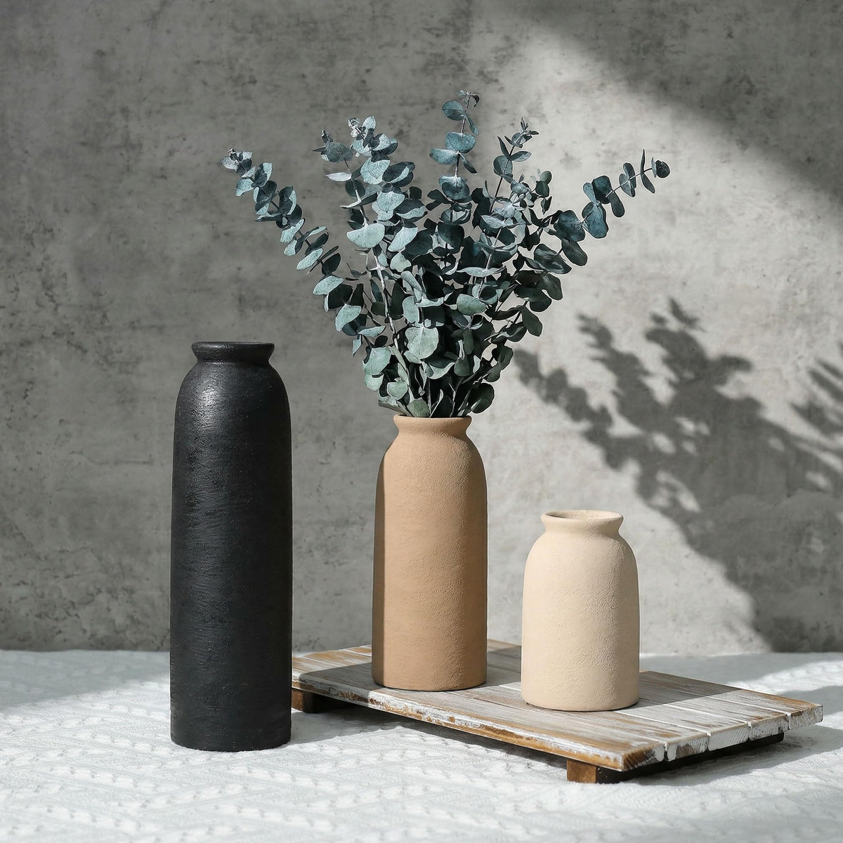 FancyPlus Ceramic Vase Set of 3 small vase for desk accents.