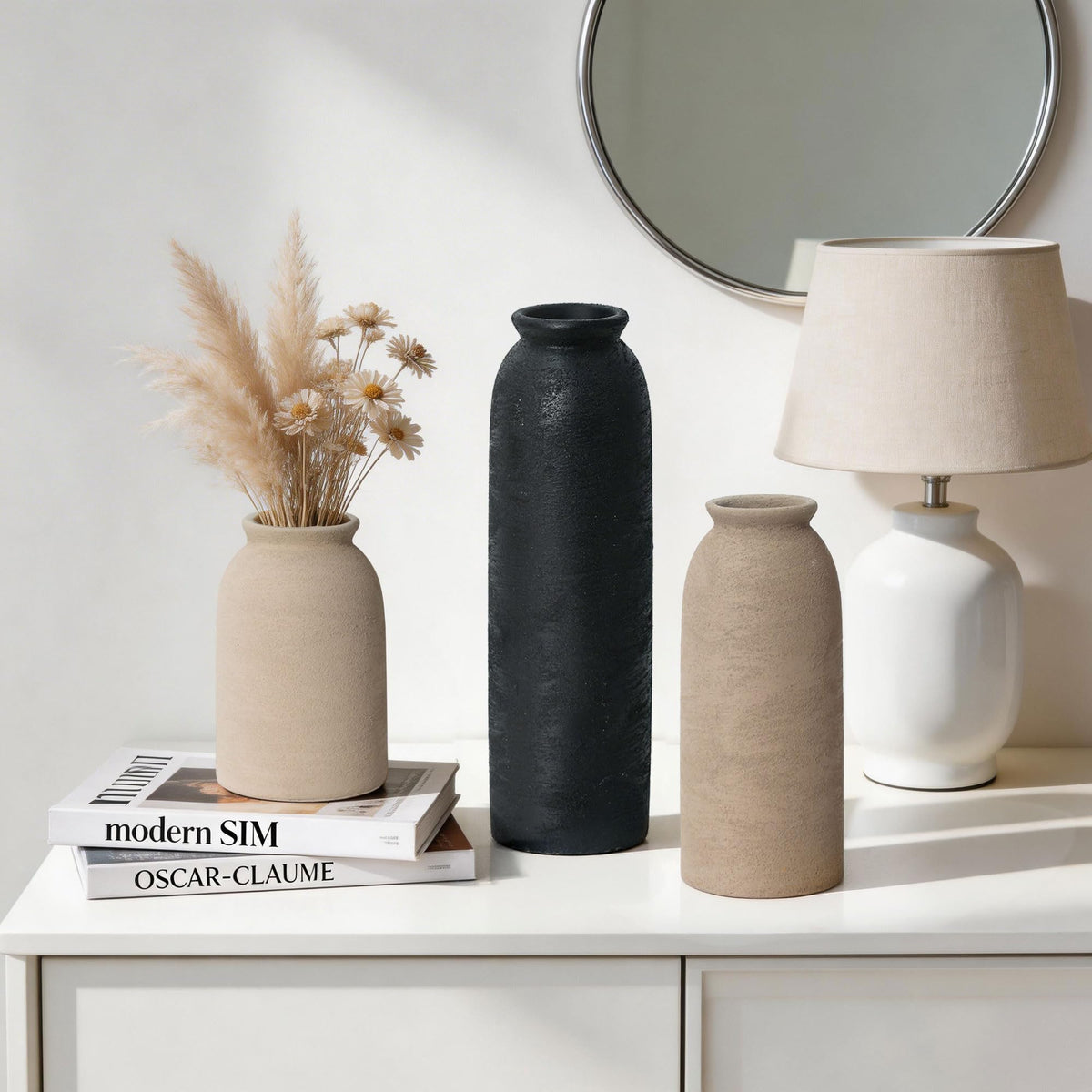 FancyPlus ceramic vase with waterproof interior supports fresh stems.