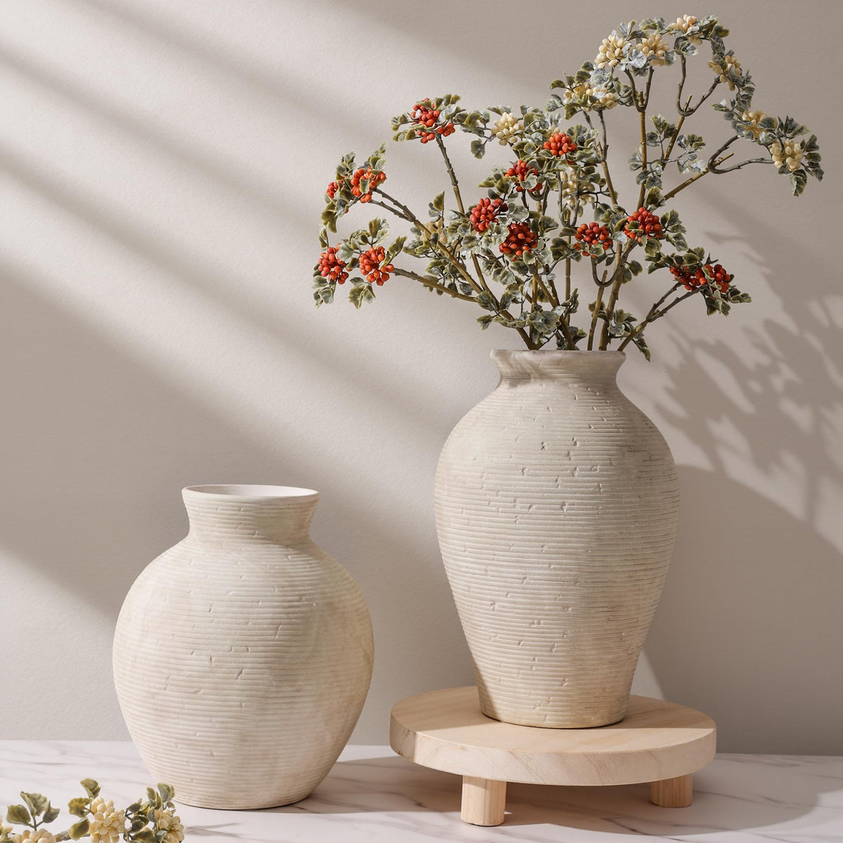 FancyPlus handcrafted ceramic vase with unique textured finish for character.