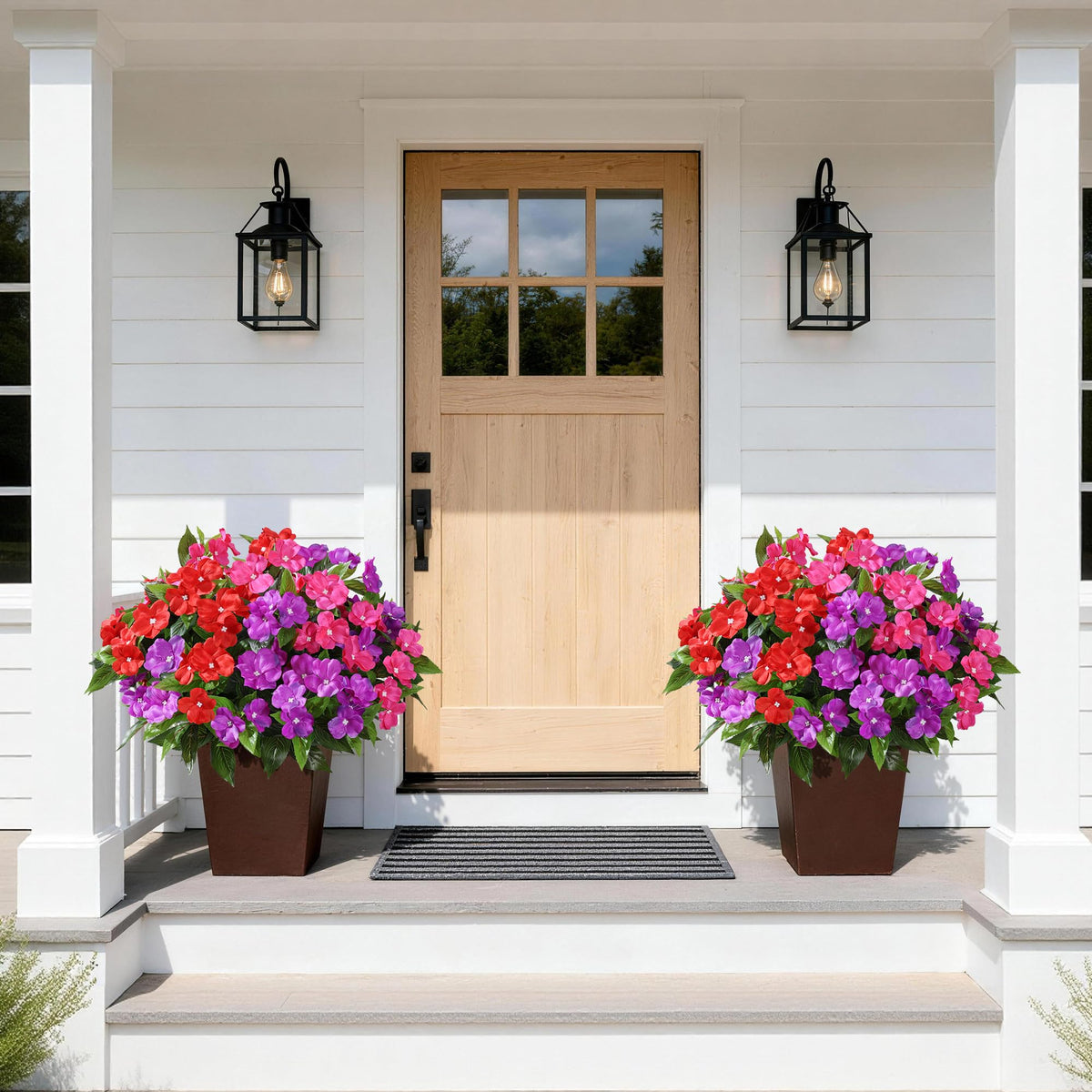 FancyPlus window-box display uses vivid greens for year-round curb appeal.