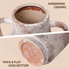 FancyPlus rustic farmhouse vase in a neutral finish complements any room decor.