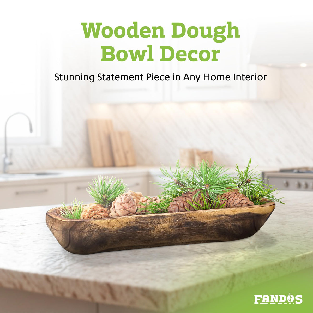 FANDOS wooden dough bowl in entryway for keys and pockets