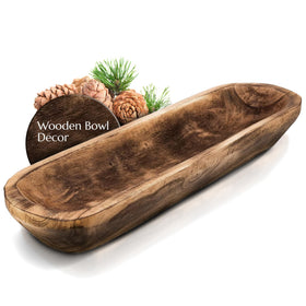 FANDOS wooden dough bowl long centerpiece for tables