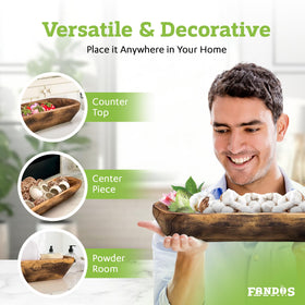 FANDOS wooden dough bowl with a natural rustic finish