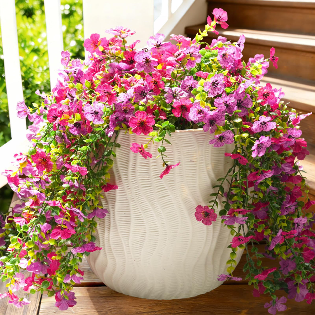 Fanfantoey artificial flowers outdoors hanging bundle with realistic blooms for porch decor