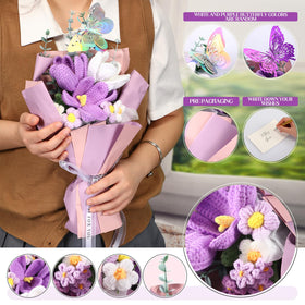 Fanfanwin hand-knitting bouquet close-up highlights meticulous stitching and unique charm