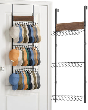 FANGSUN 3-tier over-the-door hat rack showing organized hats for quick access