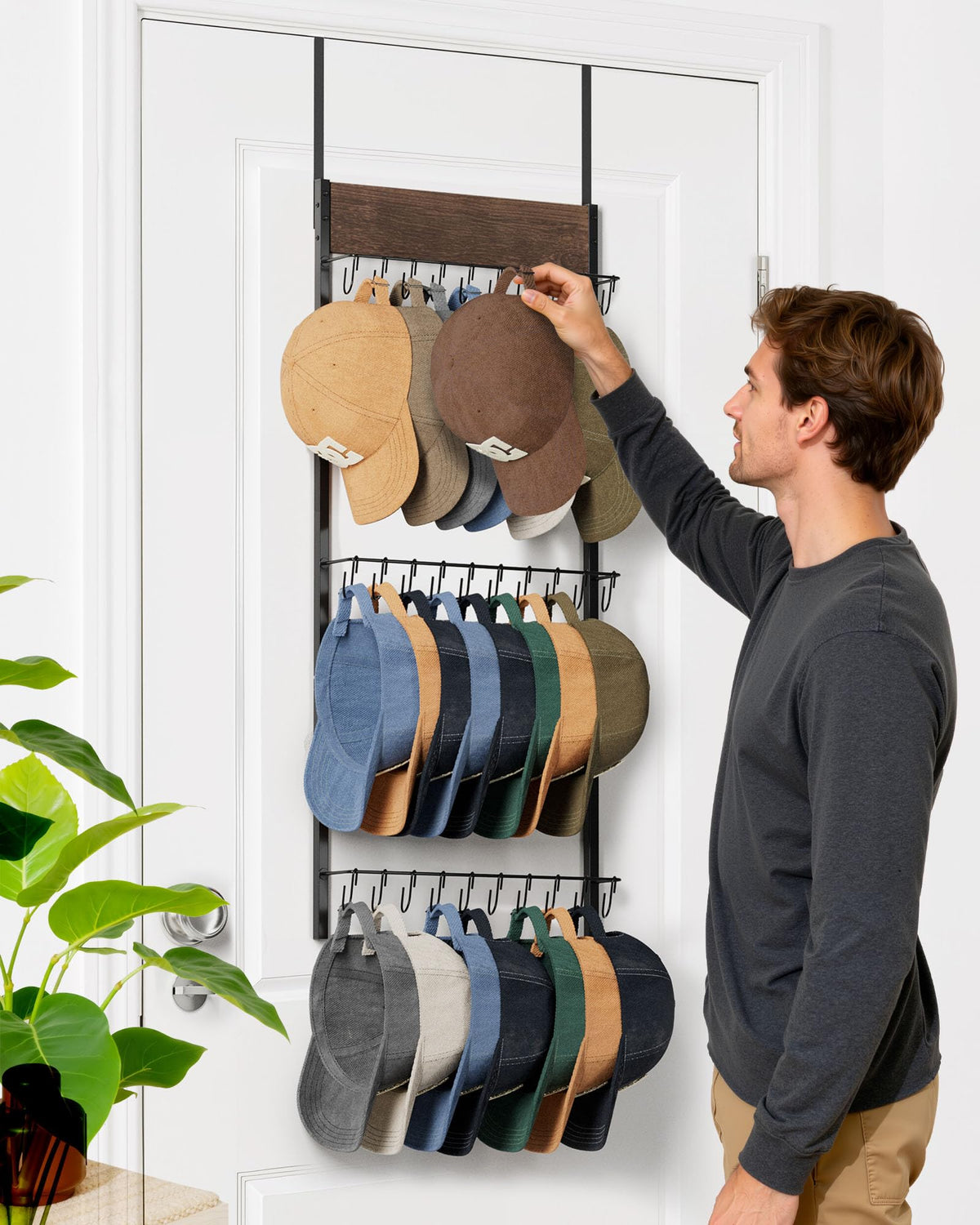 FANGSUN 30 movable hooks organizing caps with flexible spacing