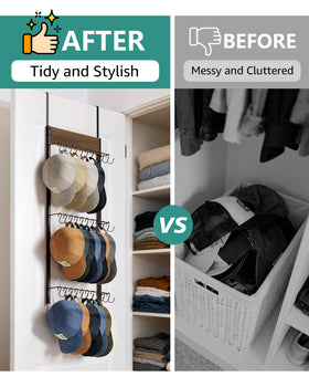 FANGSUN wall-mounted cap organizer mounted on wall for versatile setup