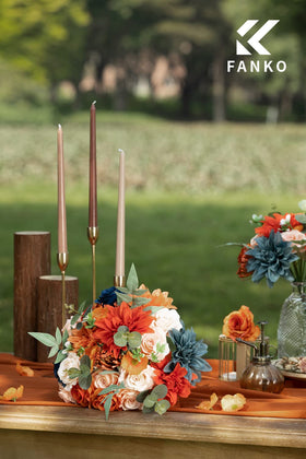 Warm color palette enhances fall and rustic décor themes.