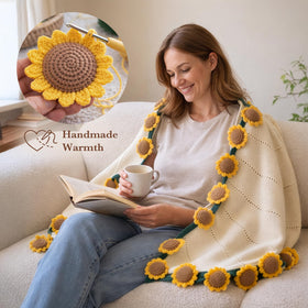 FantasDeck sunflower throw closeup highlights a soft texture for lounging.