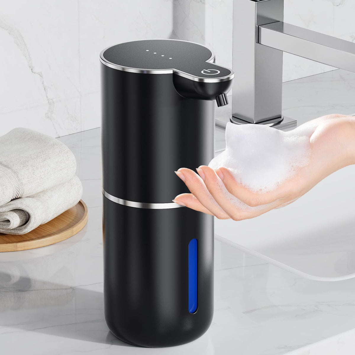 Fantictas automatic soap dispenser front view for kitchen and bath use