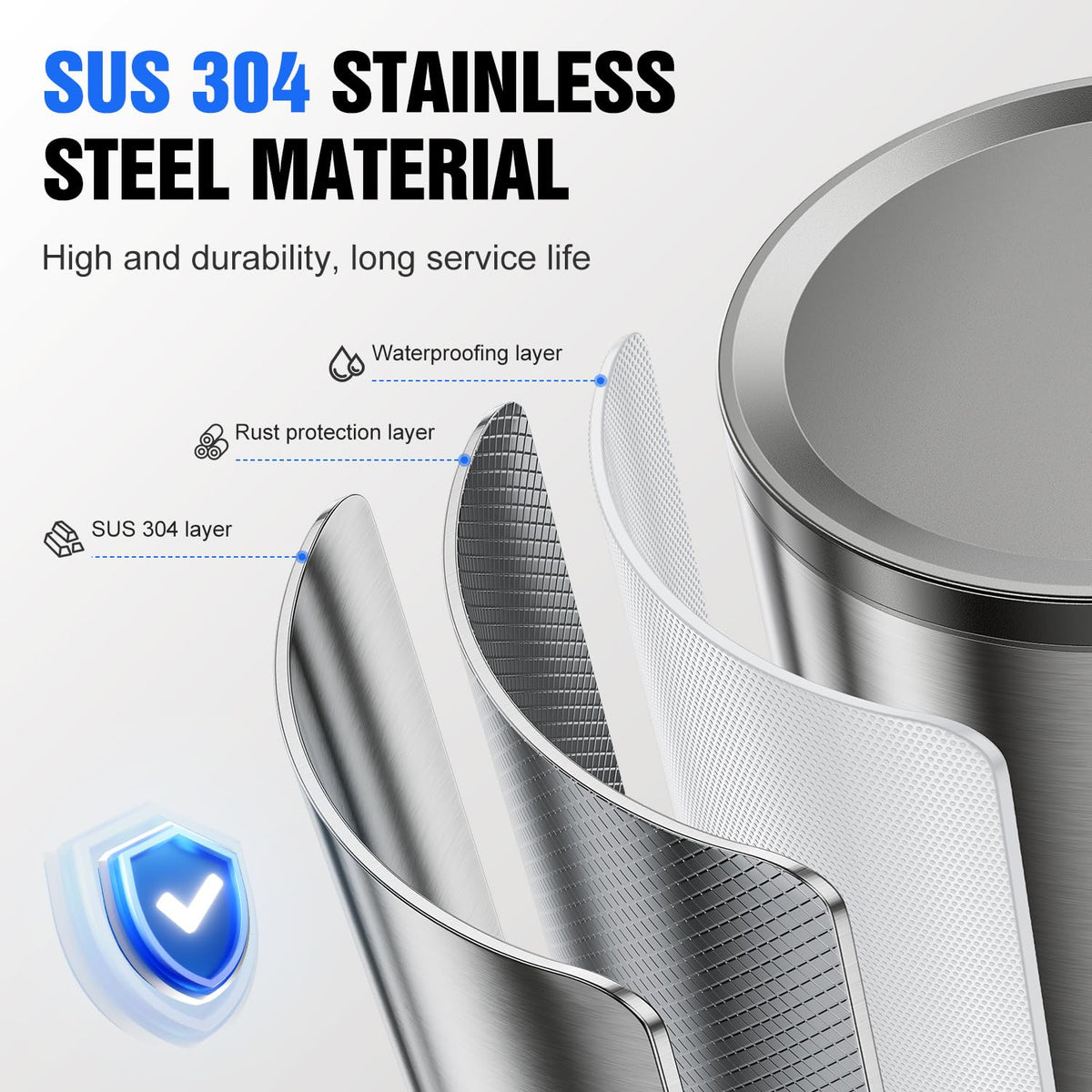 Fantictas stainless steel surface detail showing corrosion resistance and easy cleaning.