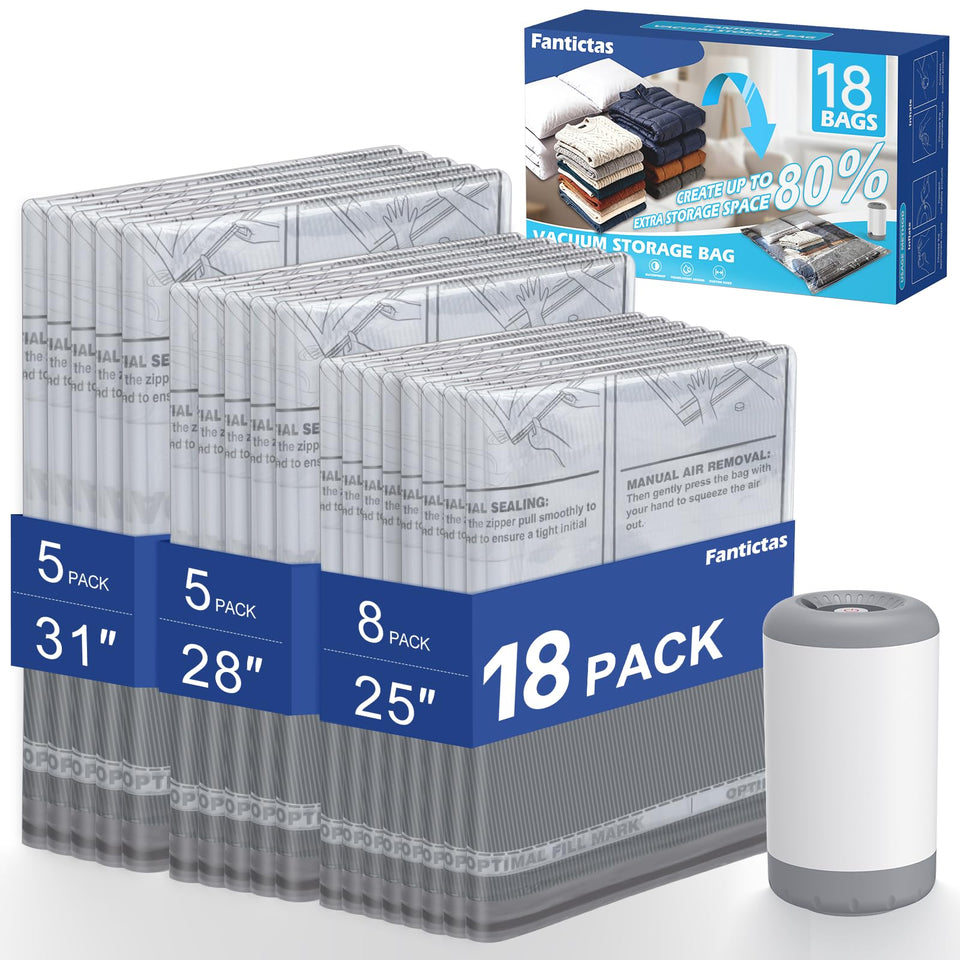 Fantictas vacuum bags in pump action showing quick compression for travel