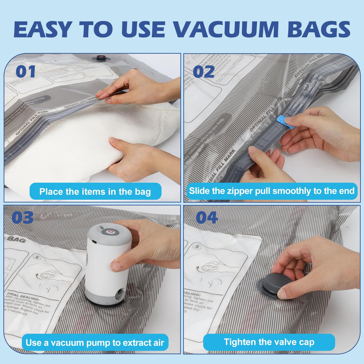 Fantictas vacuum bags with waterproof zipper closure in action