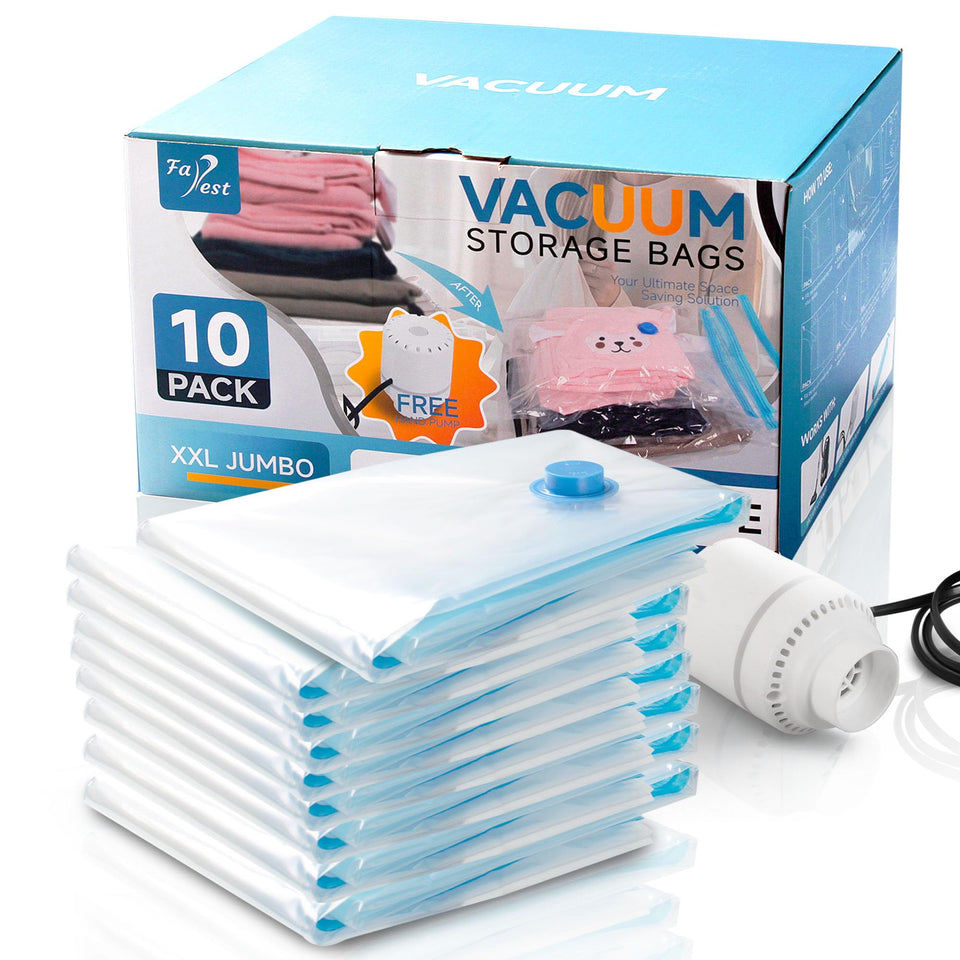 FAREST 10-pack XXL vacuum bags with electric pump save space in wardrobes