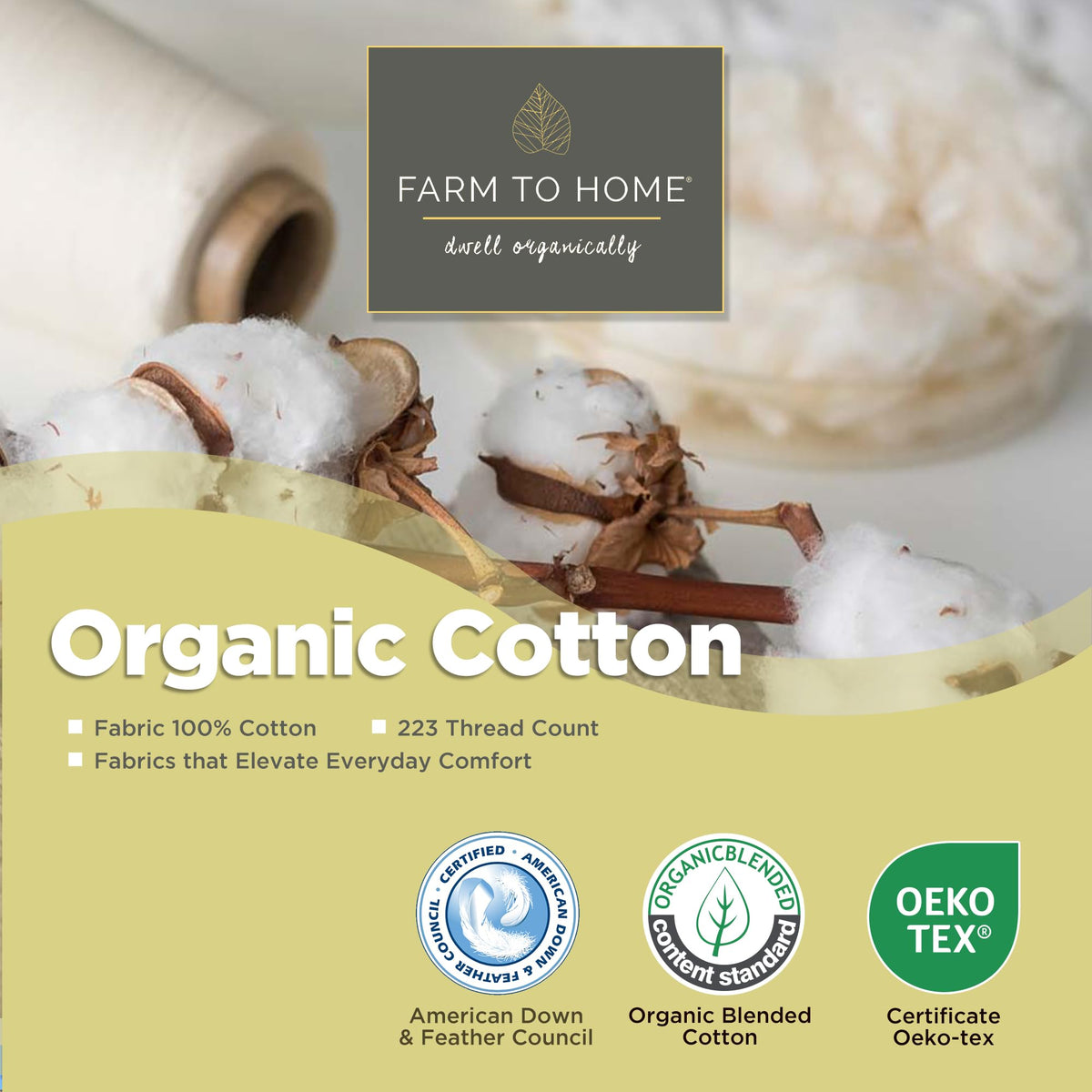 Farm To Home jumbo pillow 20x28 provides plush height and supportive cushioning.