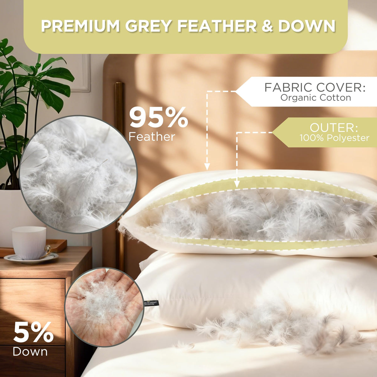Farm To Home king-size pillow 20x36 offers ample loft for spacious sleep.