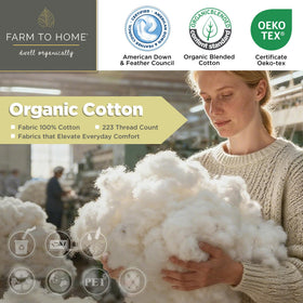 Farm to Home pillow placed on bed showing hotel-grade comfort.
