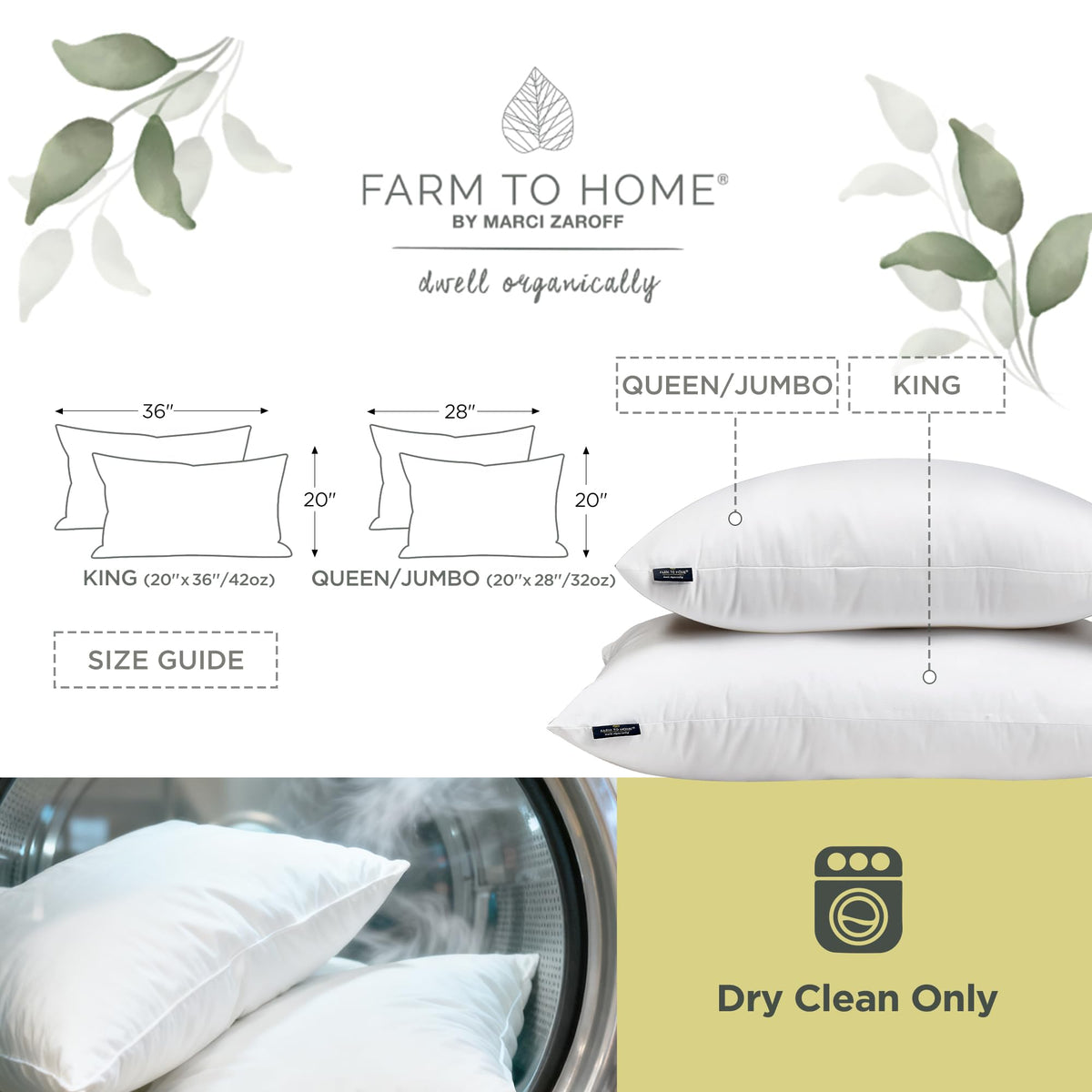 Farm To Home pillow stitch detail showcases durable construction and long-lasting loft.