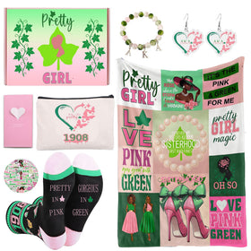 Farmansion AKA gifts set blanket pink green in microfiber for cozy warmth