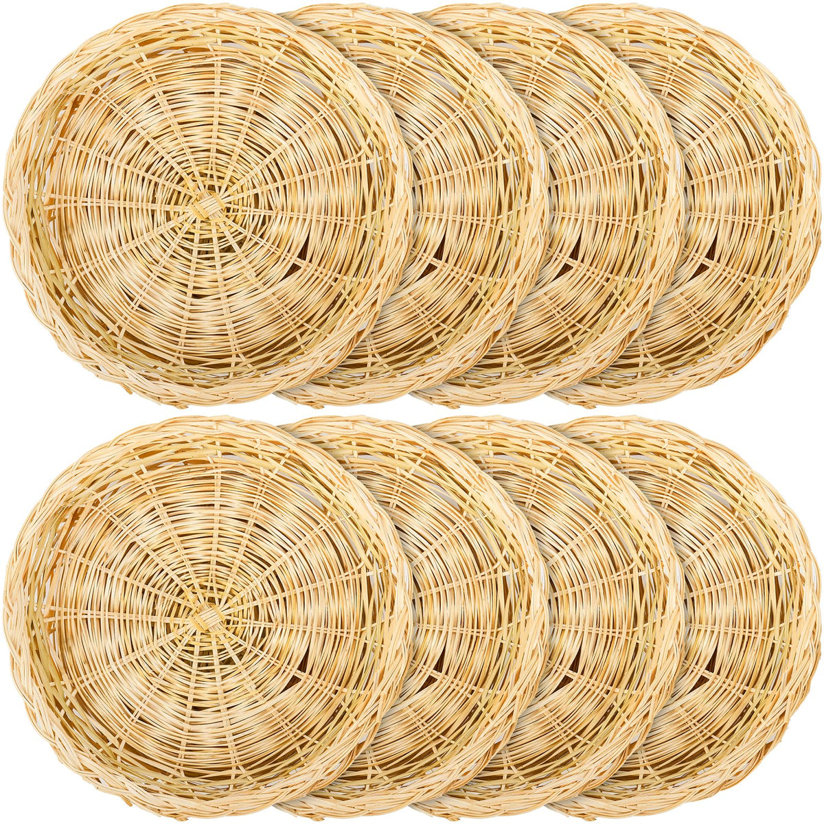 Fasmov bamboo plate holder, 10-inch hand-weave brown, elevates plates and keeps surfaces clean.