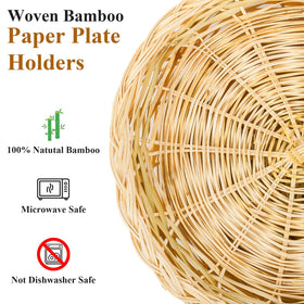 Closeup of Fasmov brown wicker plate basket showing hand-woven texture.