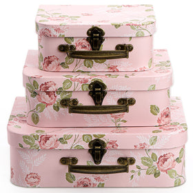 Fasmov pink paperboard suitcase front view for chic gift packaging.