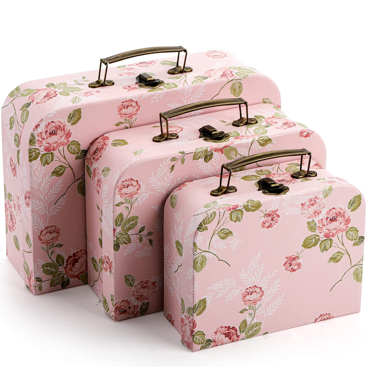 Fasmov pink suitcase stackable design frees space in rooms.