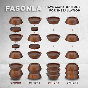 FASONLA walnut-color bed risers add warmth and extra clearance.
